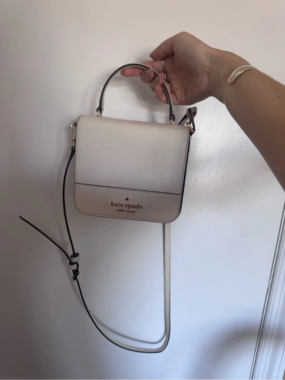 kate spade Cream and Black Top-Handle Crossbody Bag